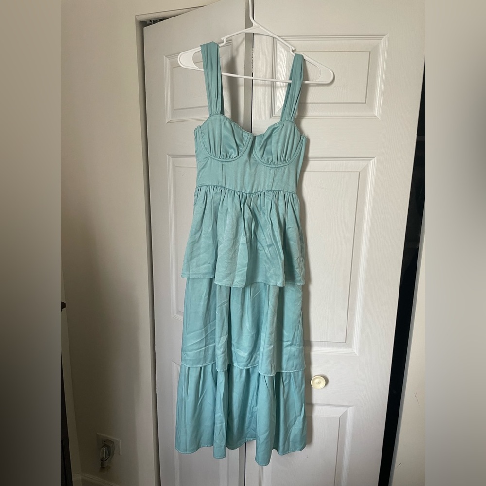 WeWoreWhat Blue Silky Maxi Dress